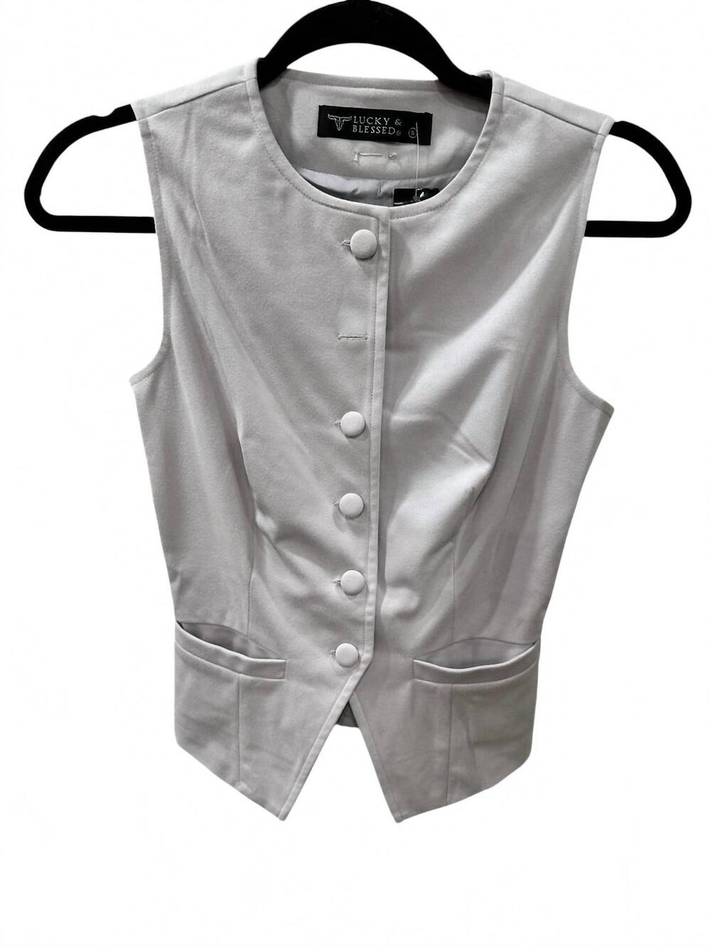 NEW LUCKY & BLESSED women's button up vest shirt in lavender
